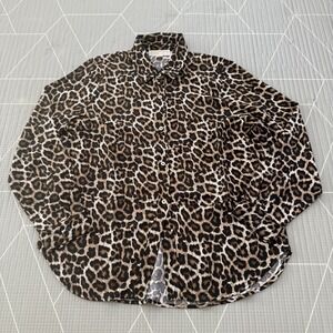Michael Kors Leopard Cat Print Button Down Blouse L Career Evening retro punk
